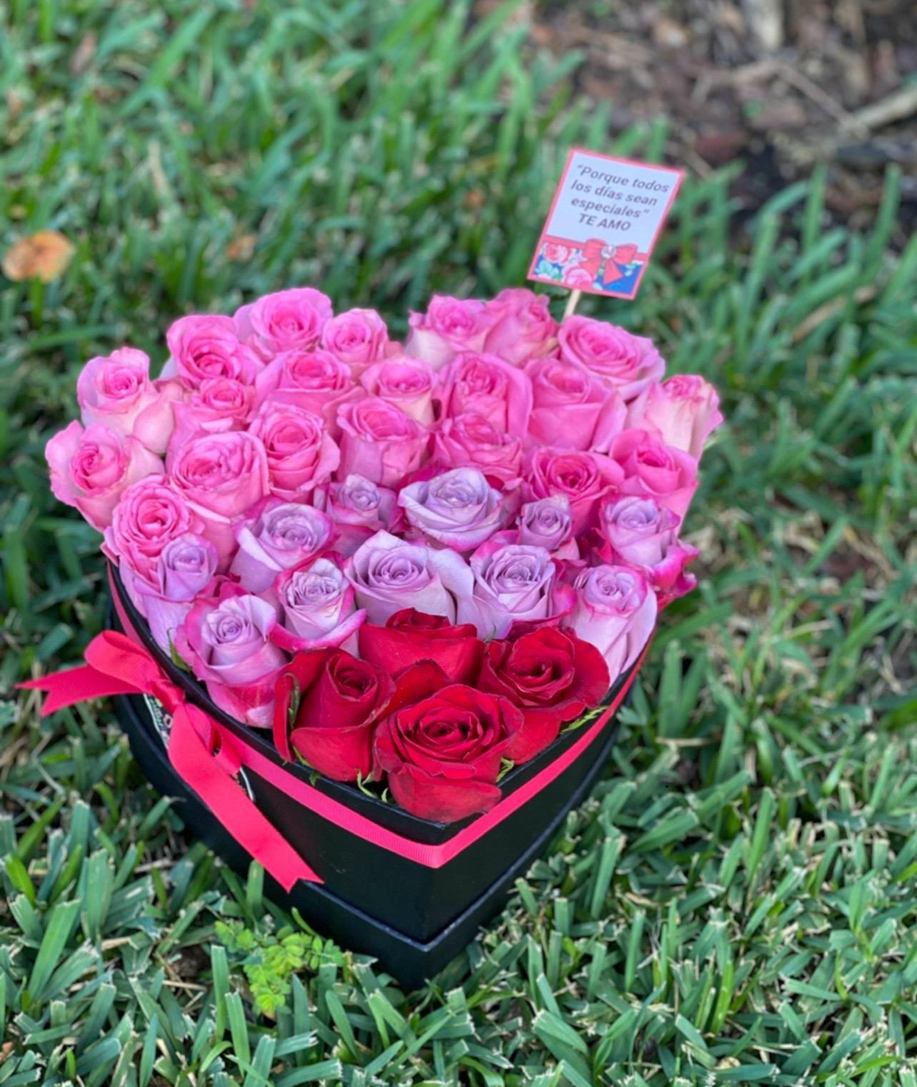 box of 34 multicolored rose hearts